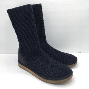 Ugg Classic Crochet Knit Cardy Blue Boots Size 7